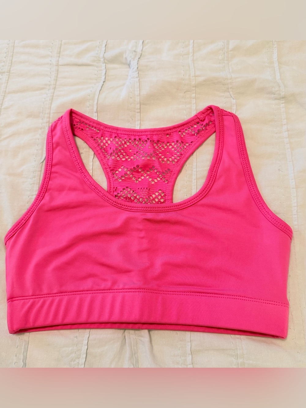 ZYIA Hot Pink Lace-Back Sports Bralette